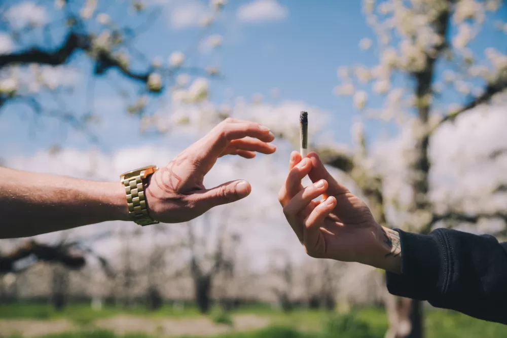 Iemand die besluit te stoppen met blowen