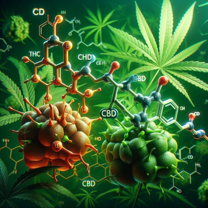 Een afbeelding met uitleg over THC en de verschillende stoffen.