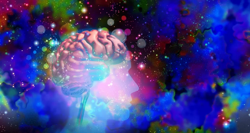 Vervormd beeld dat de hallucinaties van een salviatrip verbeeldt