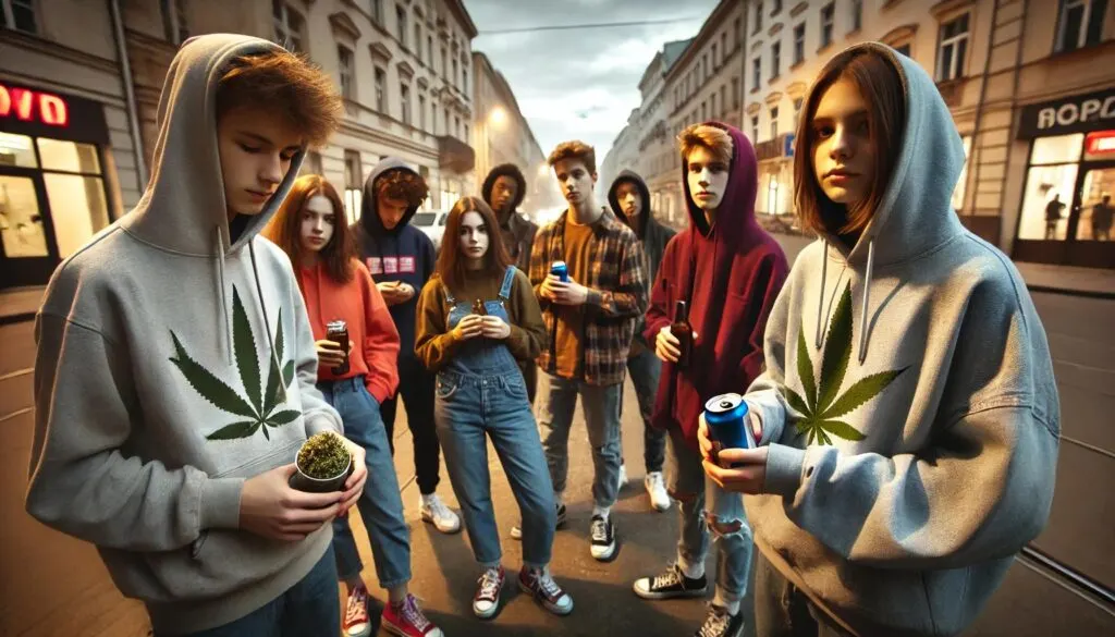 Groep jongeren die samen rondhangt