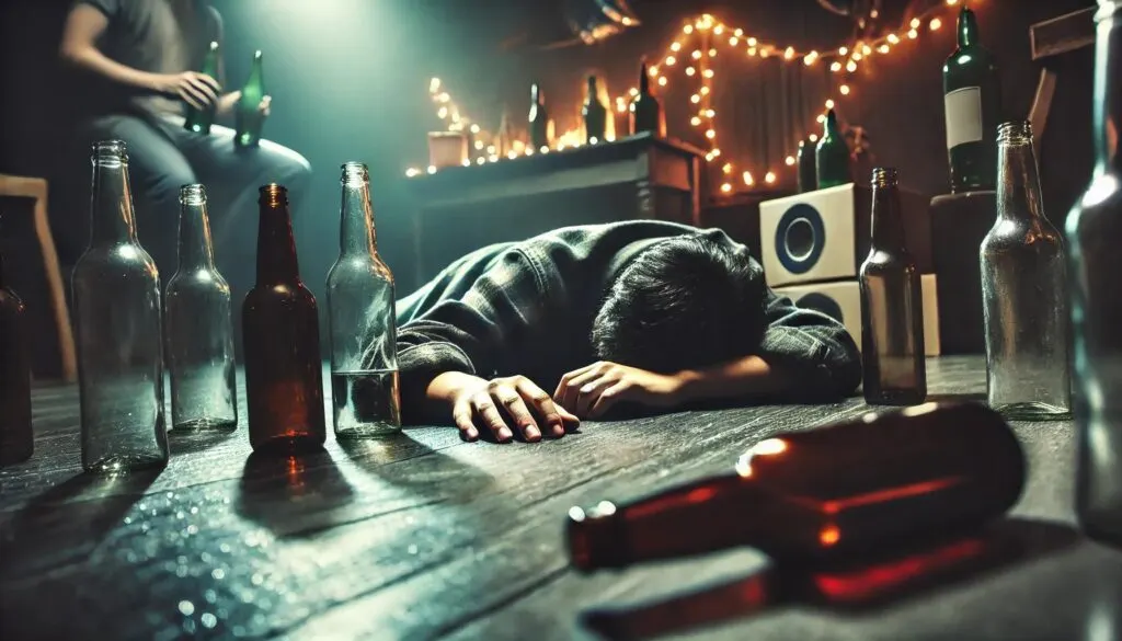 Iemand die wakker wordt na een alcohol-blackout en zich niets herinnert