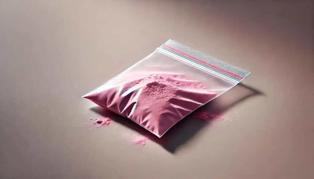 Klein zakje met roze poeder, ook wel tusi genoemd