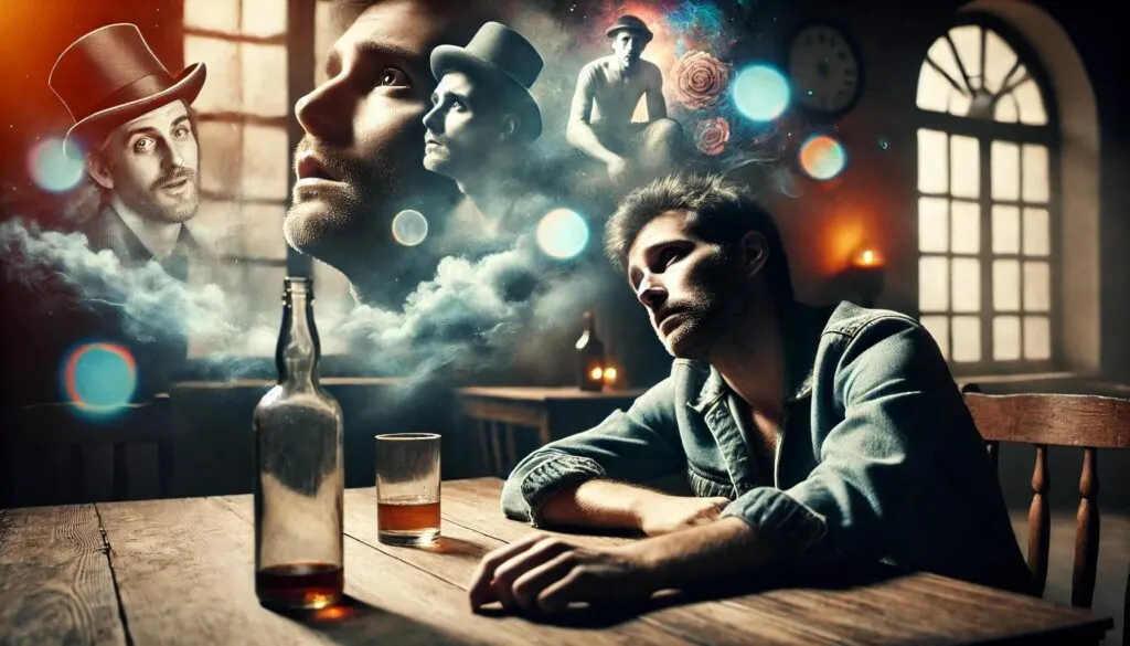 Iemand in een delirium tremens die verward en angstig is