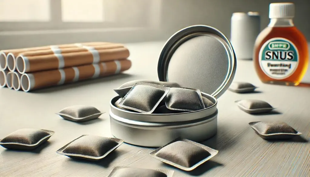 Zakjes snus, een tabaksproduct dat onder de lip wordt gelegd
