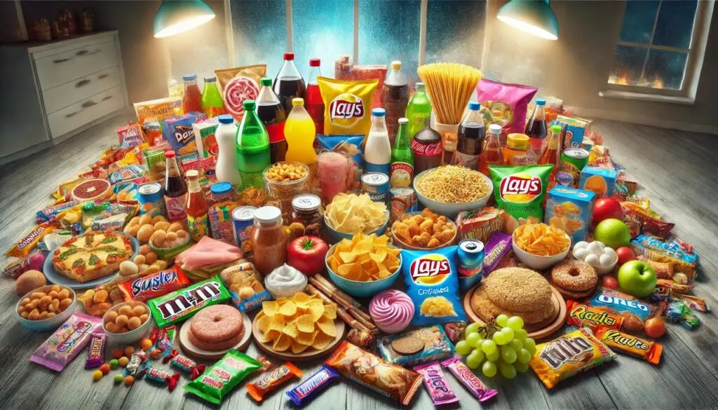 Sterk bewerkte producten uit de supermarkt die aanzetten tot doorgaan met eten